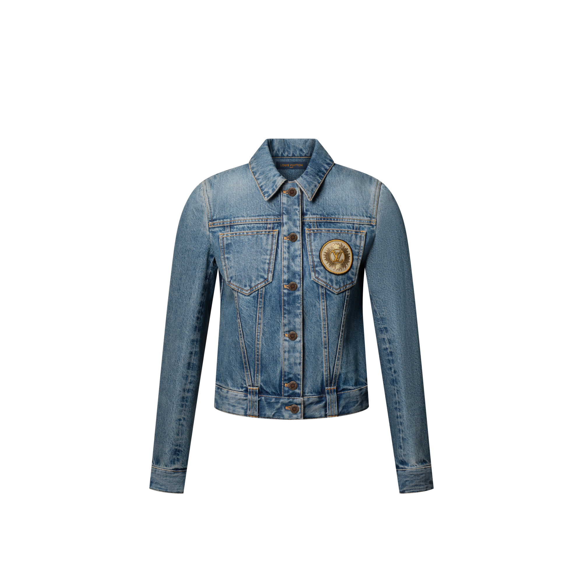 LOUIS VUITTON LVリング レザーカフ デニムジャケット　サイズ50 LV Patch Denim Jacket - Women - Ready-to-Wear | LOUIS VUITTON ®